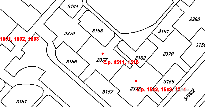 Kateřinky 1510,1511, Opava na parcele st. 2377 v KÚ Kateřinky u Opavy, Katastrální mapa