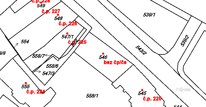 Chomutov 45031398 na parcele st. 546 v KÚ Chomutov I, Katastrální mapa