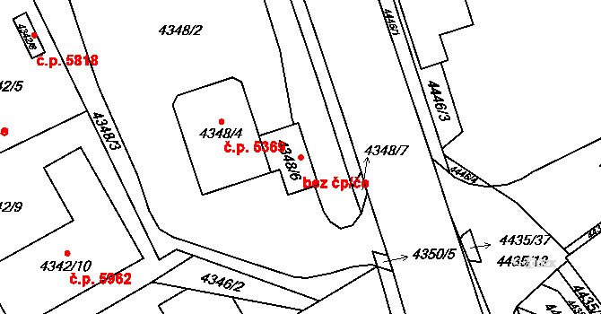 Chomutov 45060398 na parcele st. 4348/6 v KÚ Chomutov I, Katastrální mapa