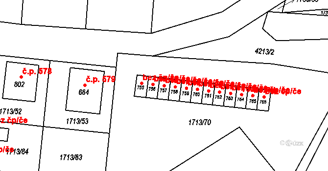 Lomnice nad Lužnicí 47577398 na parcele st. 757 v KÚ Lomnice nad Lužnicí, Katastrální mapa