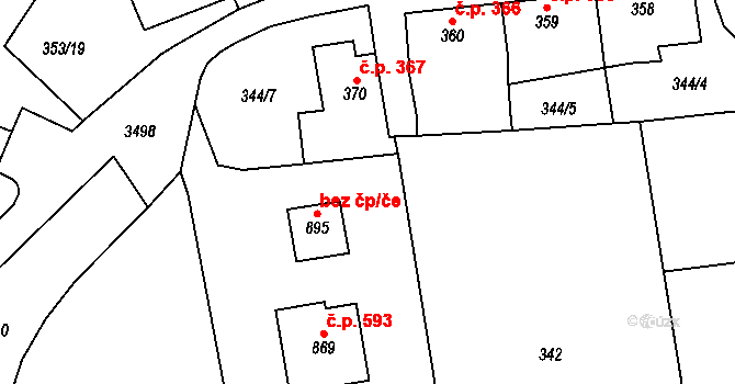Lysice 49006398 na parcele st. 895 v KÚ Lysice, Katastrální mapa