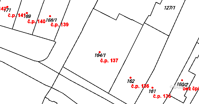 Choceň 137 na parcele st. 164/1 v KÚ Choceň, Katastrální mapa