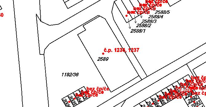 Beroun-Město 1236,1237, Beroun na parcele st. 2589 v KÚ Beroun, Katastrální mapa