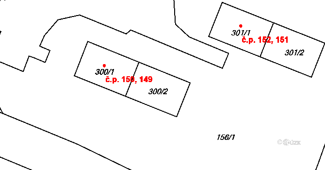 Hostouň 149,150 na parcele st. 300/1 v KÚ Hostouň u Horšovského Týna, Katastrální mapa
