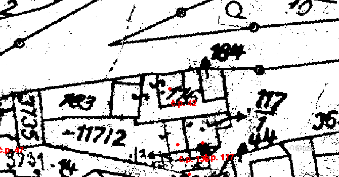 Chodská Lhota 42 na parcele st. 116 v KÚ Chodská Lhota, Katastrální mapa