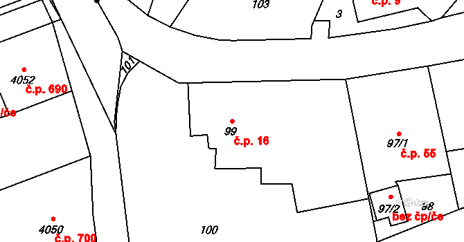 Koukolná 16, Dětmarovice na parcele st. 99 v KÚ Koukolná, Katastrální mapa
