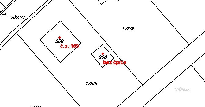 Bouzov 80735398 na parcele st. 260 v KÚ Bouzov, Katastrální mapa