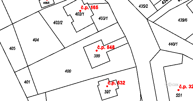 Šenov u Nového Jičína 548 na parcele st. 399 v KÚ Šenov u Nového Jičína, Katastrální mapa