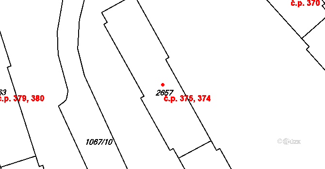 Plešivec 374,375, Český Krumlov na parcele st. 2657 v KÚ Český Krumlov, Katastrální mapa