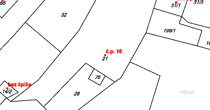 Broumova Lhota 16, Krásná Hora na parcele st. 21 v KÚ Broumova Lhota, Katastrální mapa