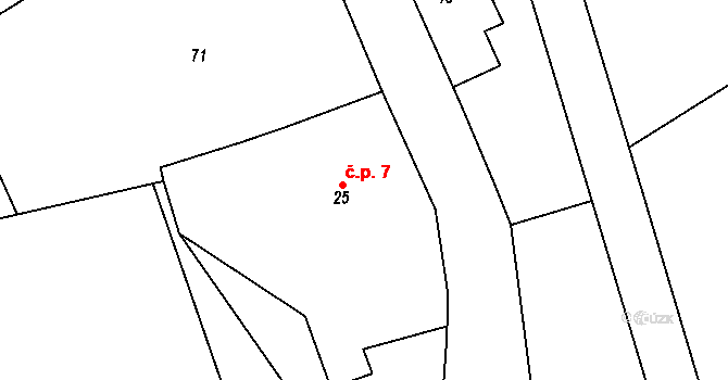 Olešnice 7, Červený Kostelec na parcele st. 25 v KÚ Olešnice u Červeného Kostelce, Katastrální mapa