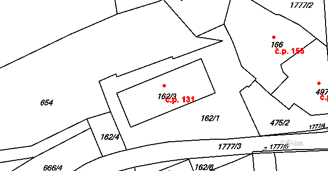 Vamberk 131 na parcele st. 162/3 v KÚ Vamberk, Katastrální mapa