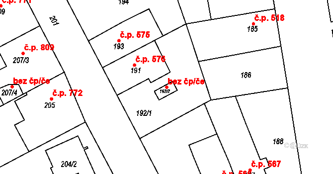 Letovice 105280399 na parcele st. 192/2 v KÚ Letovice, Katastrální mapa
