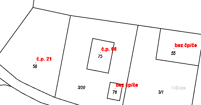 Miskolezy 66, Chvalkovice na parcele st. 75 v KÚ Miskolezy, Katastrální mapa