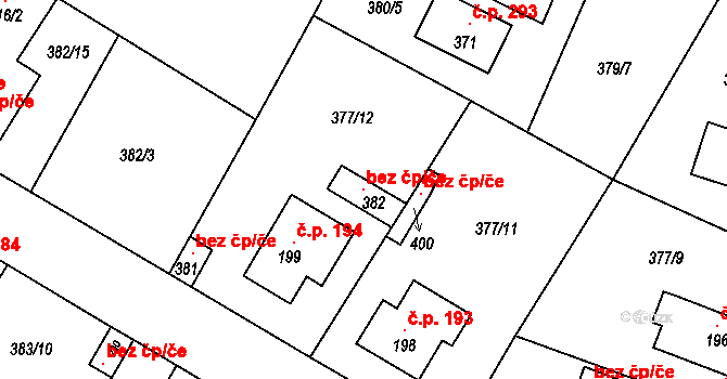 Cvrčovice 113814399 na parcele st. 382 v KÚ Cvrčovice, Katastrální mapa