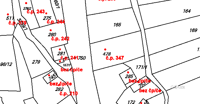 Bečov nad Teplou 347 na parcele st. 478 v KÚ Bečov nad Teplou, Katastrální mapa