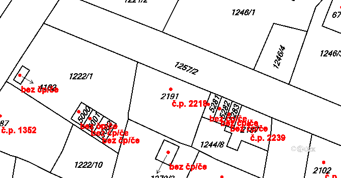 Jablonec nad Nisou 2218 na parcele st. 2191 v KÚ Jablonec nad Nisou, Katastrální mapa