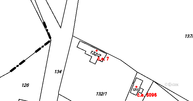 Antonínův Důl 7, Jihlava na parcele st. 132/2 v KÚ Antonínův Důl, Katastrální mapa
