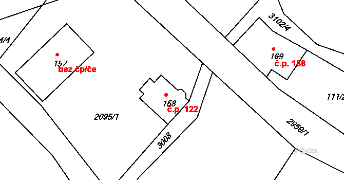 Heřmanice v Podještědí 122, Jablonné v Podještědí na parcele st. 158 v KÚ Heřmanice v Podještědí, Katastrální mapa