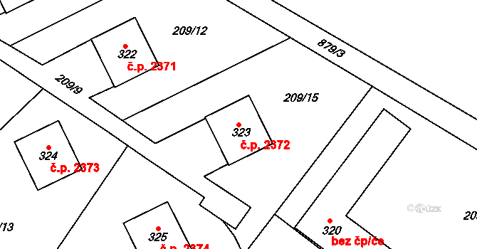 Šumperk 2372 na parcele st. 323 v KÚ Dolní Temenice, Katastrální mapa
