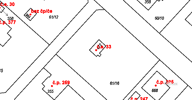 Strančice 33 na parcele st. 472 v KÚ Strančice, Katastrální mapa