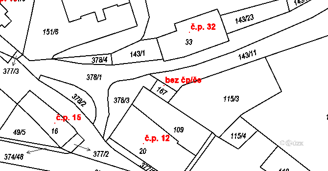 Prachatice 145943399 na parcele st. 167 v KÚ Oseky, Katastrální mapa