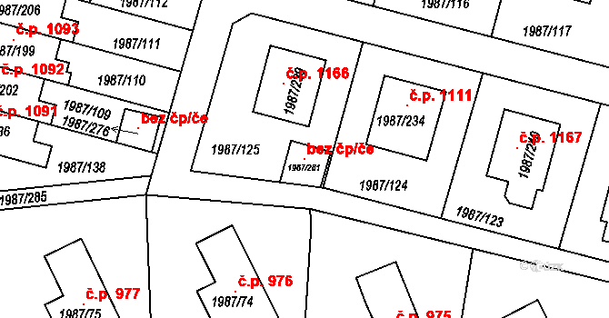Nýřany 147100399 na parcele st. 1987/281 v KÚ Nýřany, Katastrální mapa