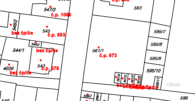 Předměstí 673, Moravská Třebová na parcele st. 561/1 v KÚ Moravská Třebová, Katastrální mapa