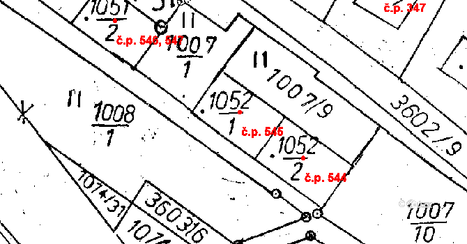 Cvikov II 545, Cvikov na parcele st. 1052/1 v KÚ Cvikov, Katastrální mapa