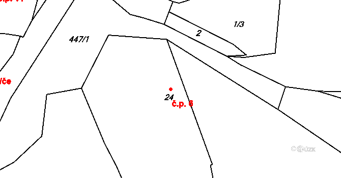 Želejov 6, Borek na parcele st. 24 v KÚ Želejov, Katastrální mapa