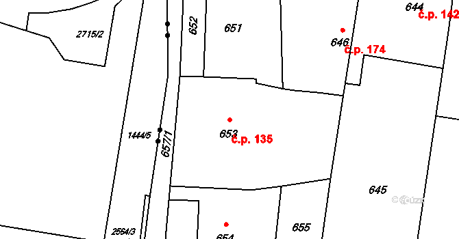 Skřečoň 135, Bohumín na parcele st. 653 v KÚ Skřečoň, Katastrální mapa