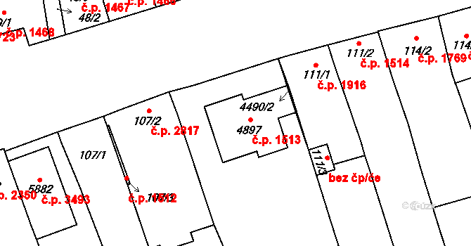 Břeclav 1513 na parcele st. 4897 v KÚ Břeclav, Katastrální mapa