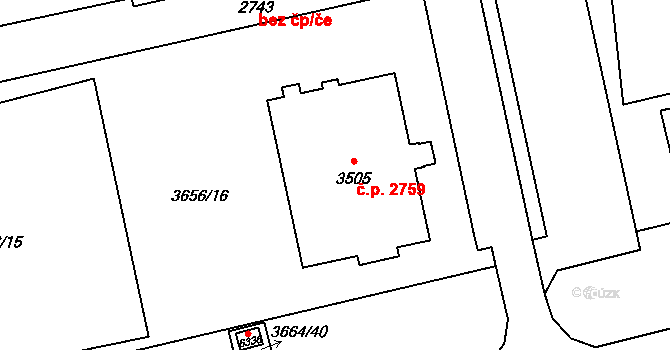 Břeclav 2759 na parcele st. 3505 v KÚ Břeclav, Katastrální mapa