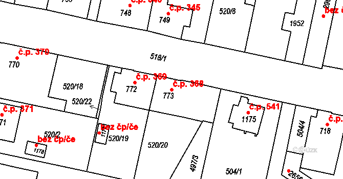 Litovel 368 na parcele st. 773 v KÚ Litovel, Katastrální mapa