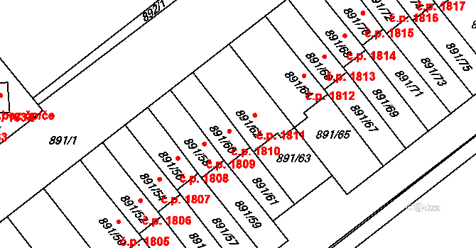 Krč 1811, Praha na parcele st. 891/62 v KÚ Krč, Katastrální mapa