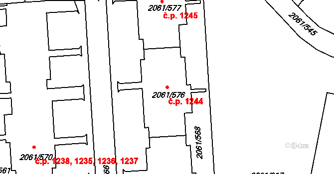 České Budějovice 2 1244, České Budějovice na parcele st. 2061/576 v KÚ České Budějovice 2, Katastrální mapa