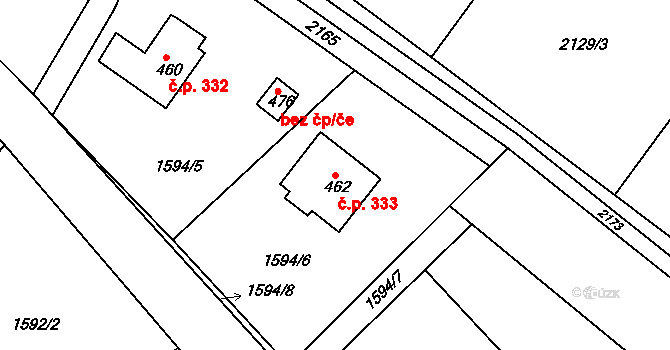 Dolní Branná 333 na parcele st. 462 v KÚ Dolní Branná, Katastrální mapa