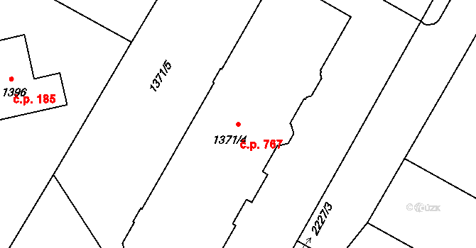 Město Albrechtice 767 na parcele st. 1371/4 v KÚ Město Albrechtice, Katastrální mapa