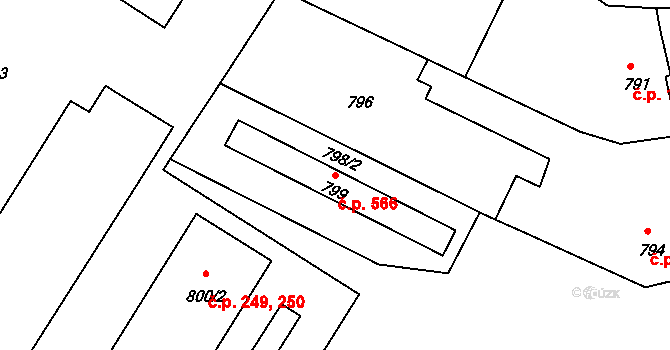 Dačice V 566, Dačice na parcele st. 799 v KÚ Dačice, Katastrální mapa