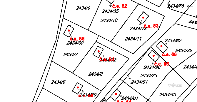 Janovice 54, Velká Bíteš na parcele st. 2434/72 v KÚ Velká Bíteš, Katastrální mapa