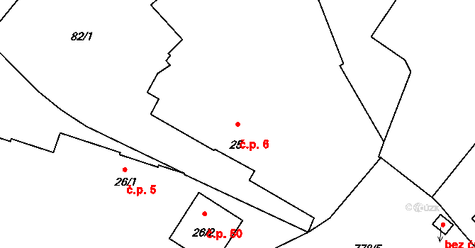 Malechov 6, Dolany na parcele st. 25 v KÚ Malechov, Katastrální mapa