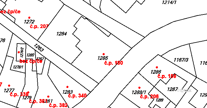 Svinov 180, Ostrava na parcele st. 1285 v KÚ Svinov, Katastrální mapa
