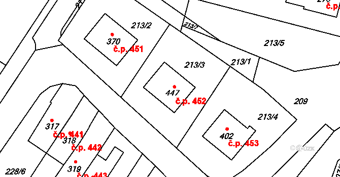 Český Herálec 452, Herálec na parcele st. 447 v KÚ Český Herálec, Katastrální mapa