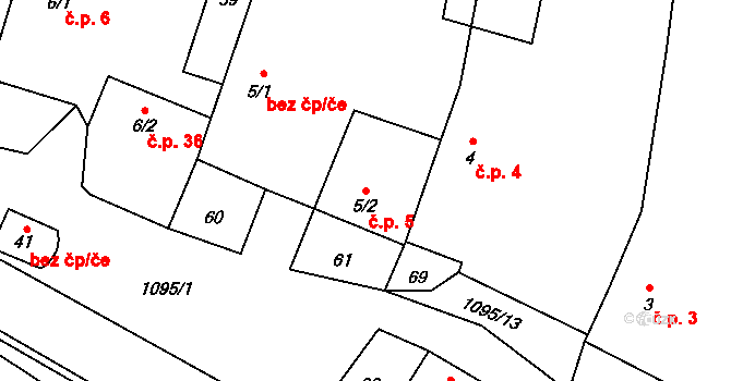 Kotlasy 5 na parcele st. 5/2 v KÚ Kotlasy, Katastrální mapa
