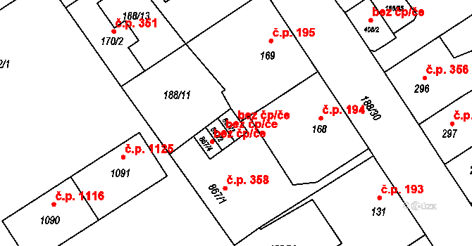 Ostrava 38166399 na parcele st. 867/3 v KÚ Mariánské Hory, Katastrální mapa