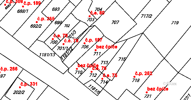 Perná 42835399 na parcele st. 711 v KÚ Perná, Katastrální mapa