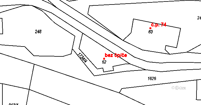 Ohnišov 44235399 na parcele st. 62 v KÚ Ohnišov, Katastrální mapa