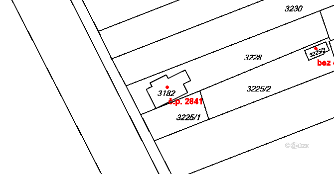 Předměstí 2841, Opava na parcele st. 3182 v KÚ Opava-Předměstí, Katastrální mapa