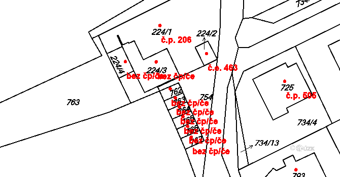 Krupka 45097399 na parcele st. 762 v KÚ Bohosudov, Katastrální mapa