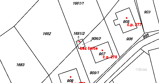 Skorošice 50217399 na parcele st. 908/2 v KÚ Dolní Skorošice, Katastrální mapa